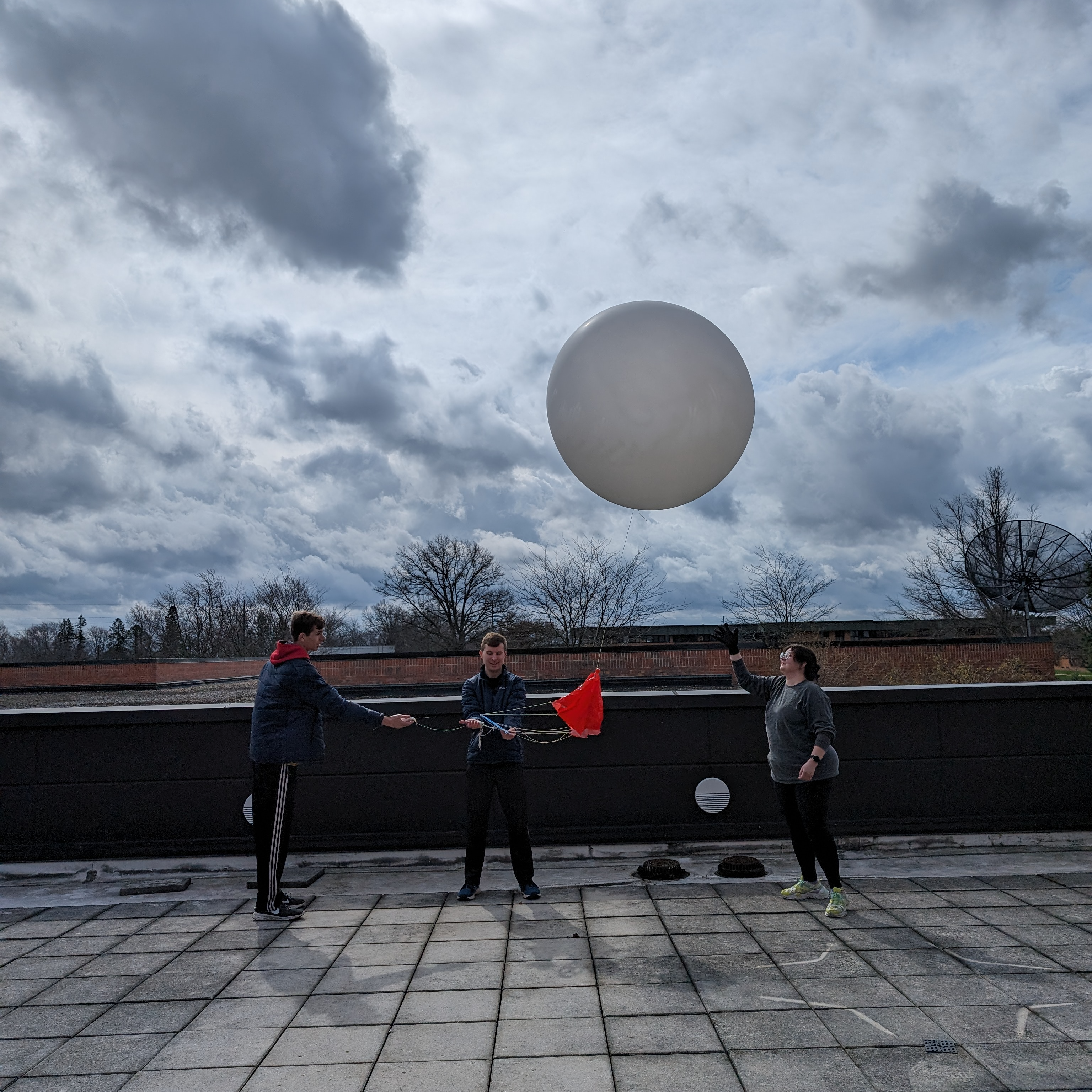 Weather balloon launch on the observation deck