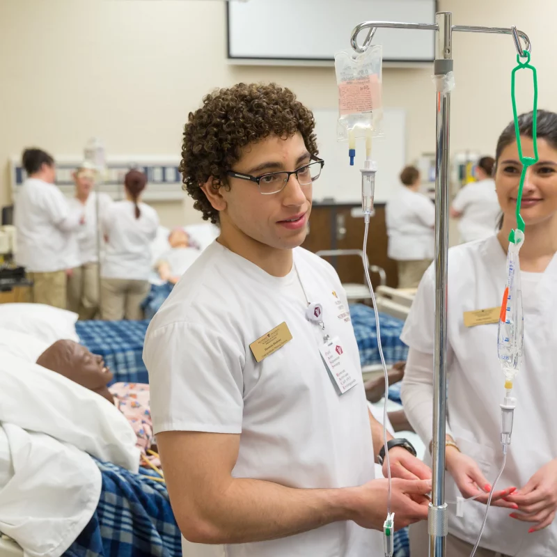 Students working in the simulation lab