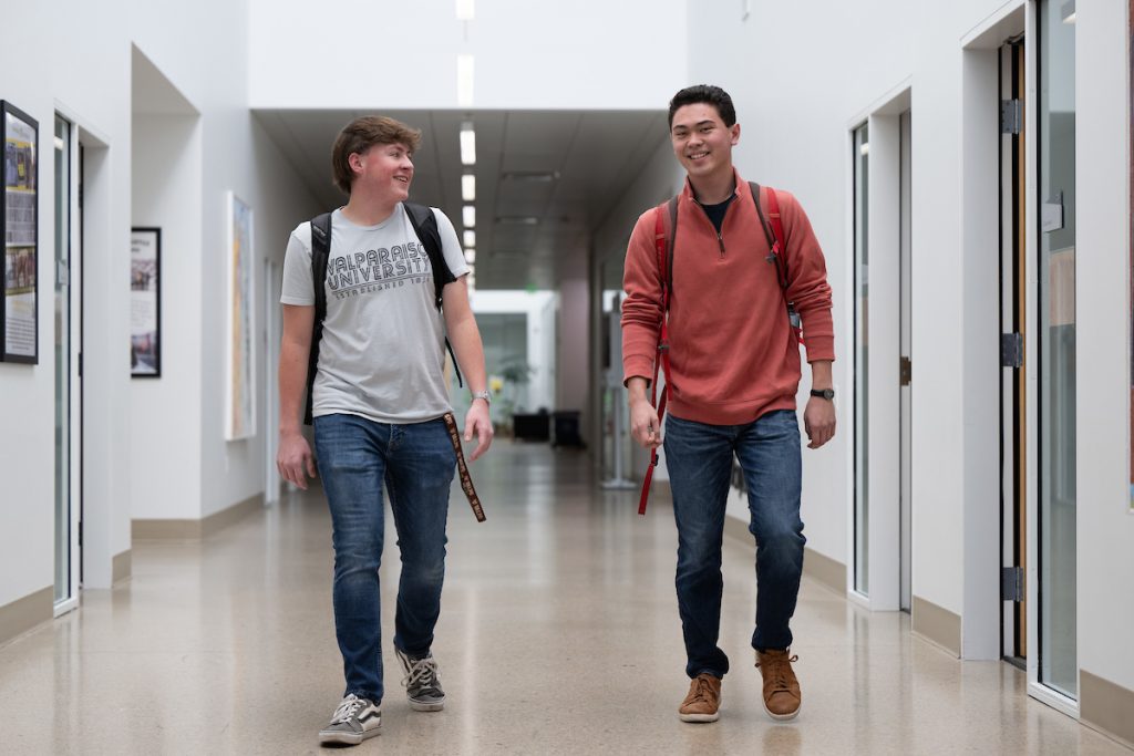 Students walking in the hall